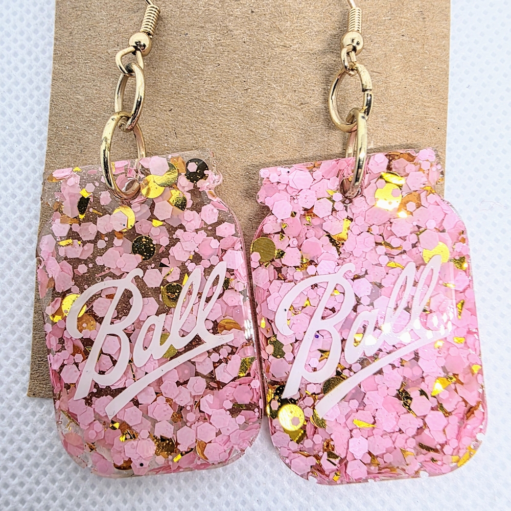 Pink and Gold Glitter Earrings